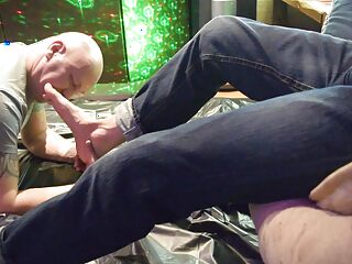 Extreme BDSM session with a foot fetish twist and intense slapping.