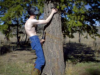 This Redneck Man Screwed A Fleshlight Strapped To A Tree In A Pine Forest! / Blue Jeans / Boots