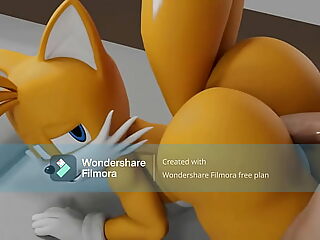 Tails' HMV touch sent a thrilling wave through Fluffy's tail, igniting a passionate encounter.